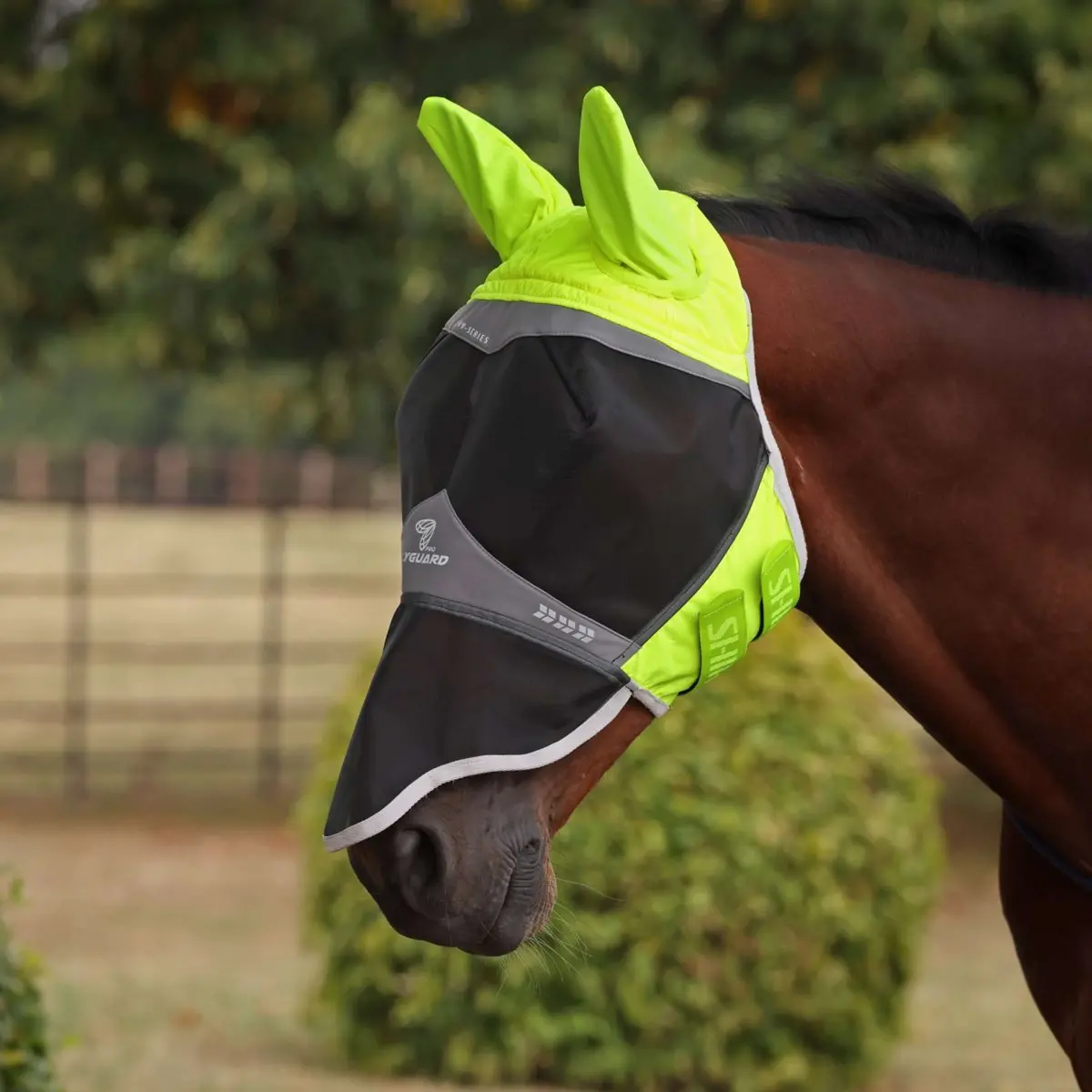 Flyguard Vliegenmasker Pro Hi-Viz Fine Mesh Met Oren En Neus Fluo Geel 1