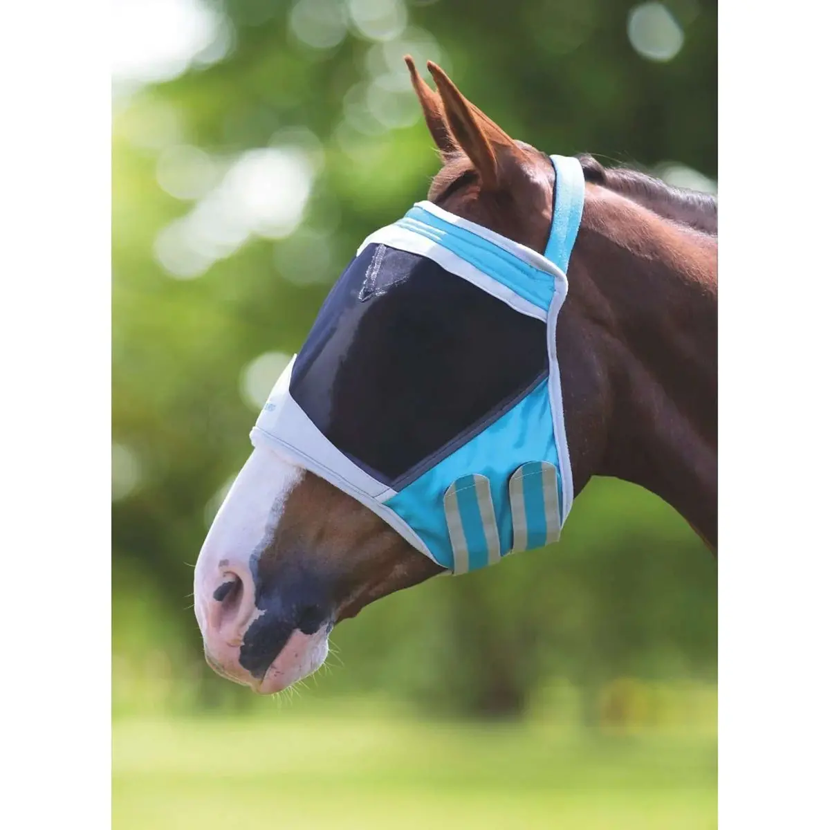 Shires Vliegenmasker Zonder Oren Fijne Maas Groenblauw 1