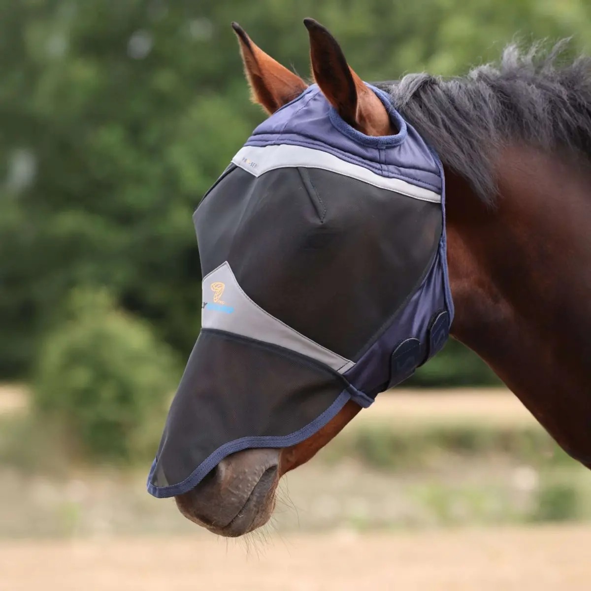 Flyguard Vliegenmasker Pro Fine Mesh Met Ooruitsparing En Neusflap Navy 1