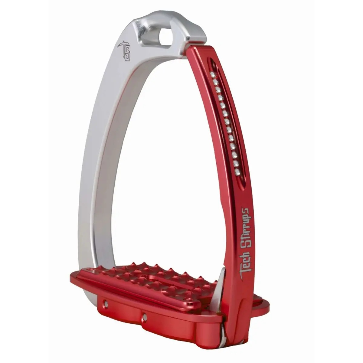 Tech Stirrups Stijgbeugels Venice Sloped Evo Swarovski Zilver/Rood 1
