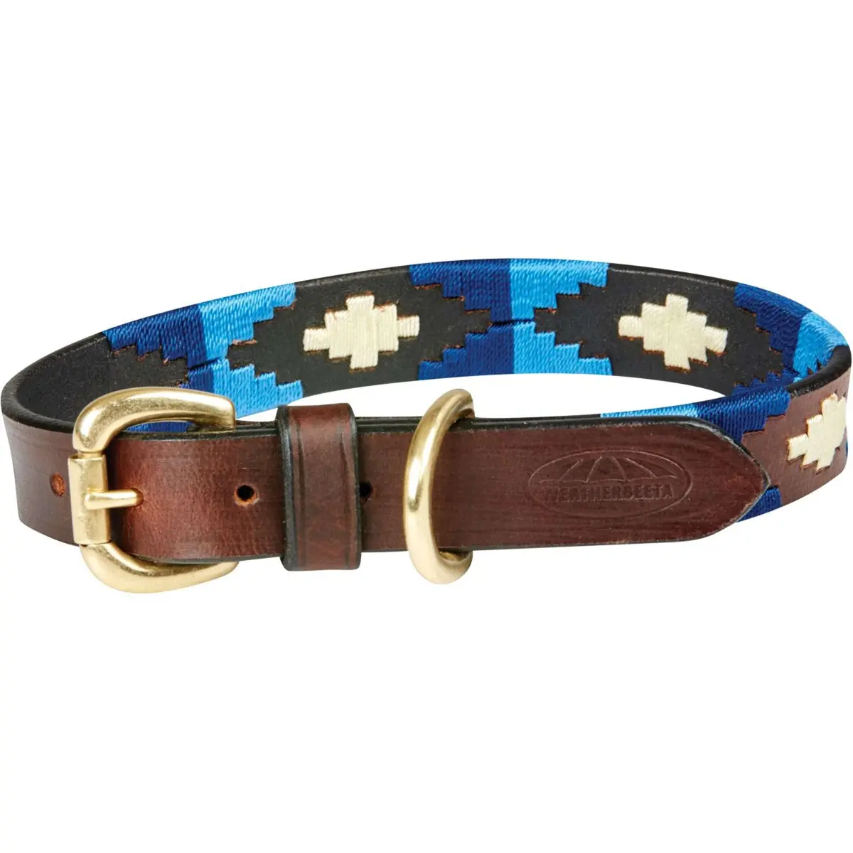 Weatherbeeta Halsband Polo Leer Cowdray Brown/Blauw/Blauw 1