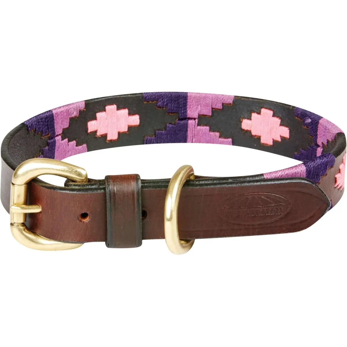 Weatherbeeta Halsband Polo Leer Cowdray Brown/Paars/Paars 1