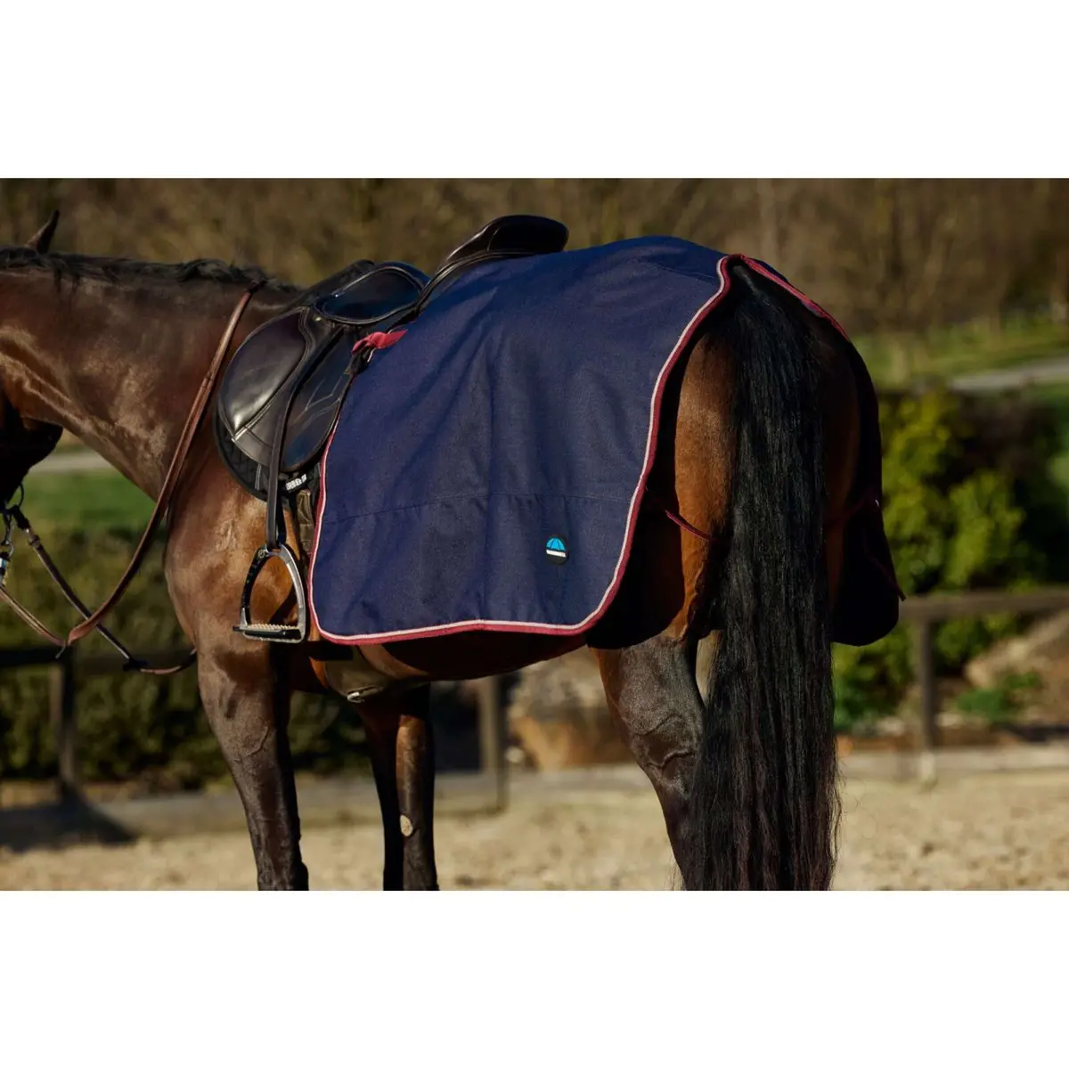 Weatherbeeta Uitrijdeken Essential Fleece Lined Quarter Sheet Navy/Burgundy 1