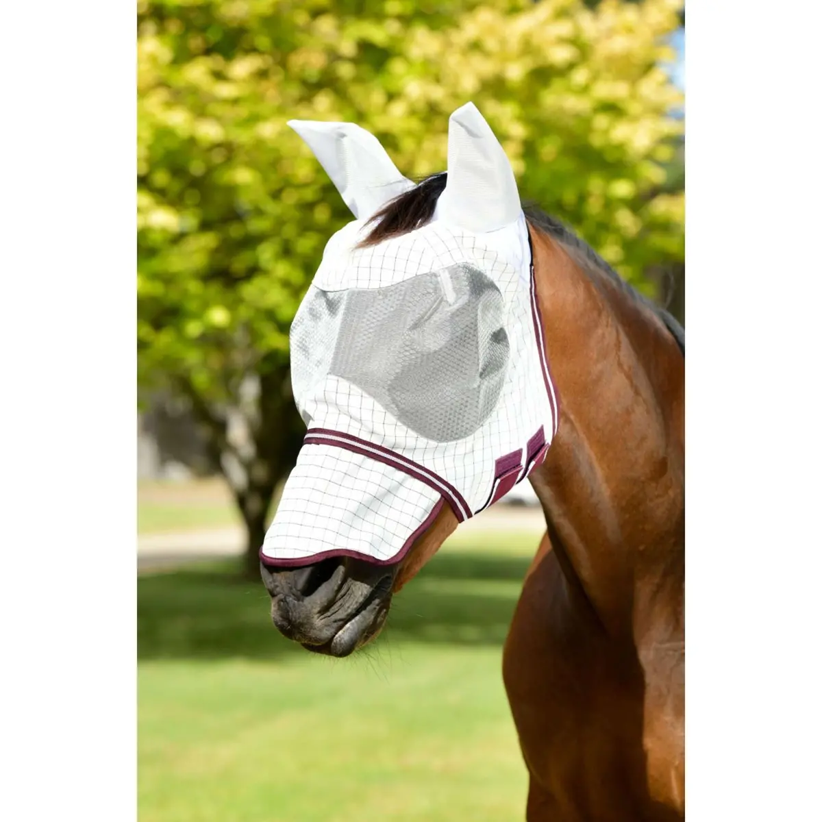 Weatherbeeta Vliegenmasker Hybrid Seasons Wit/Maroon 1