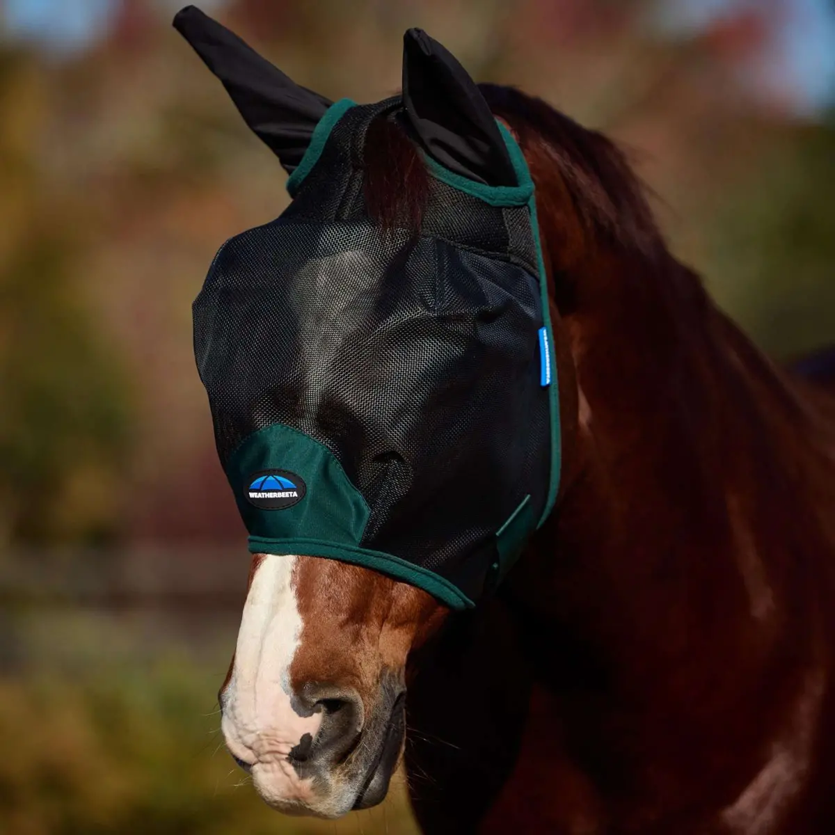Weatherbeeta Vliegenmasker Comfitec Durable Met Oren Black/Forest Green 1