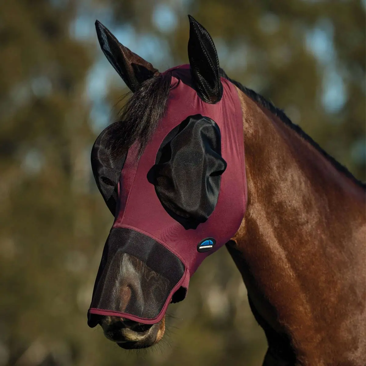 Weatherbeeta Vliegenmasker Comfitec Luxe Stretch Met Oren En Neus Burgundy/Zwart 1