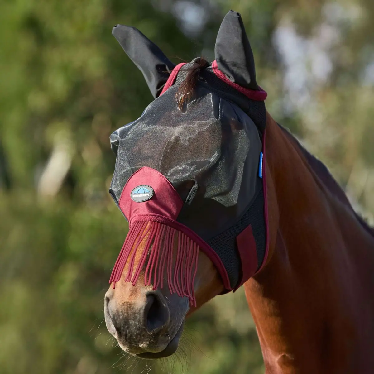Weatherbeeta Vliegenmasker Comfitec Fine Met Oren En Franjes Black/Burgundy 1