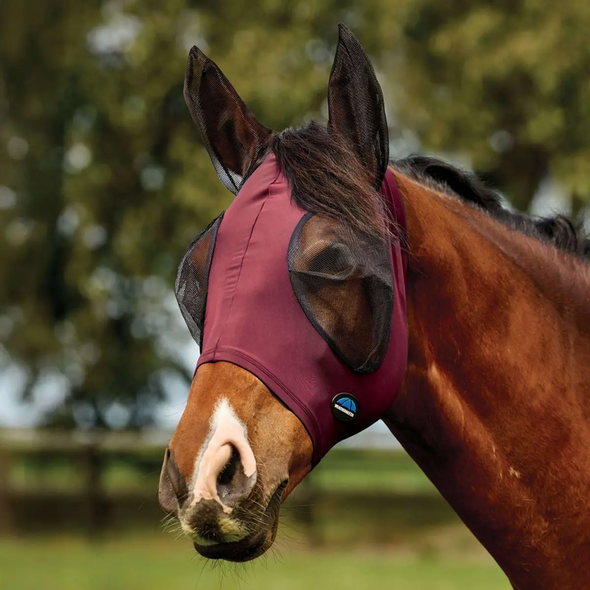 Weatherbeeta Vliegenmasker Comfitec Deluxe Stretch Met Oren Burgundy/Zwart 1