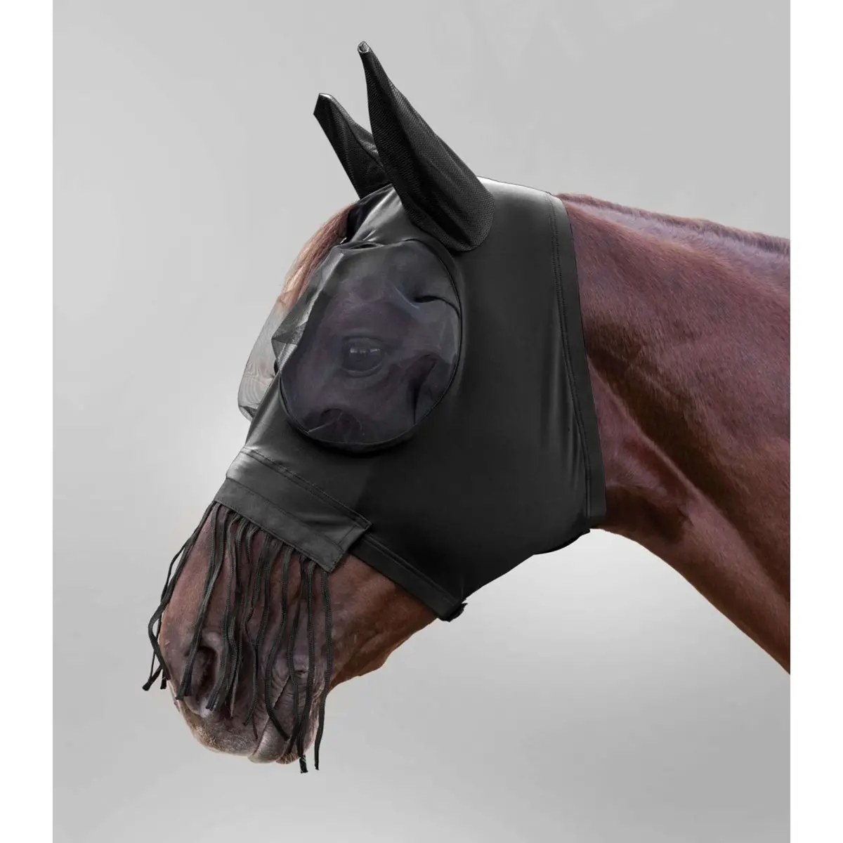 Waldhausen Vliegenmasker Puck Met Neus Franje Zwart 1