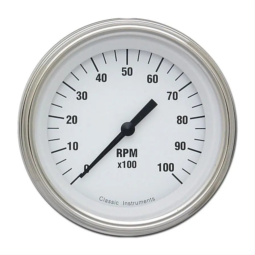 Classic Instruments Wh10Slc White Hot Series Analog Tachometer 1