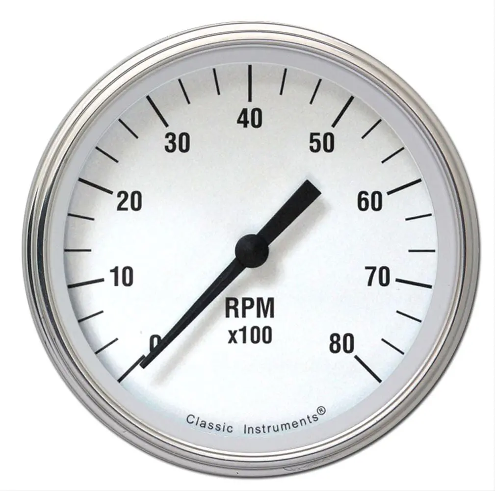 Classic Instruments Wh71Slf White Hot Series Analog Tachometer – 5-Inch Face, Led Lighting 1
